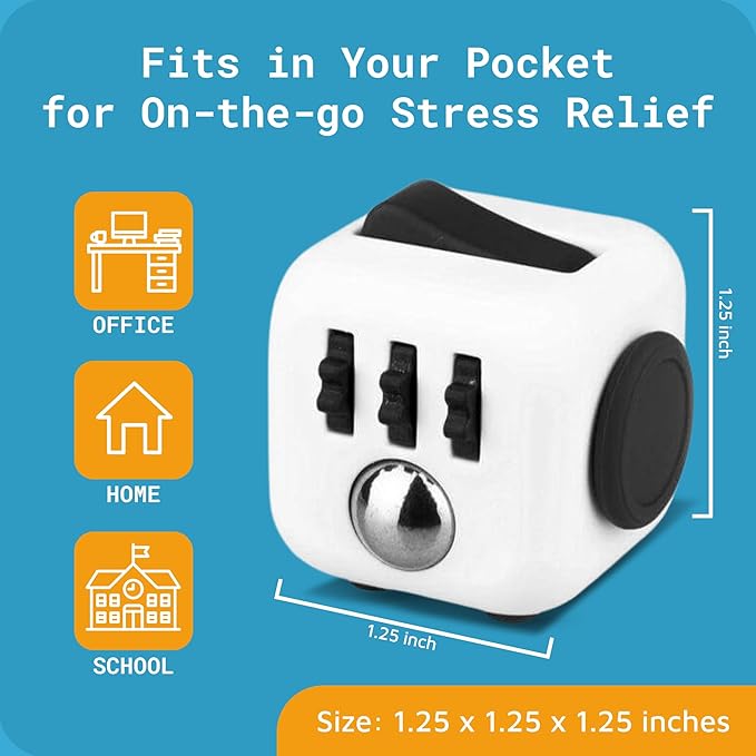 Antsy Labs The Original Fidget Cube, Stress Relief Desk Toy with 6 Sides, Gadget for Focus, Anxiety Relief, Sensory Processing Challenges, Fun Gift for Kids, Teens, and Adults, Pocket-Sized, Dice