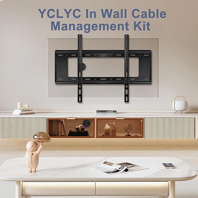 Wire Hiders for TV on Wall, 3in Black in Wall Cable Management Kit, YCLYC Cable Hider Wall Grommets for Cables, Wire Hider Wall to Install Includes 4 Pass Brackets and 1 Hole Saw Drill