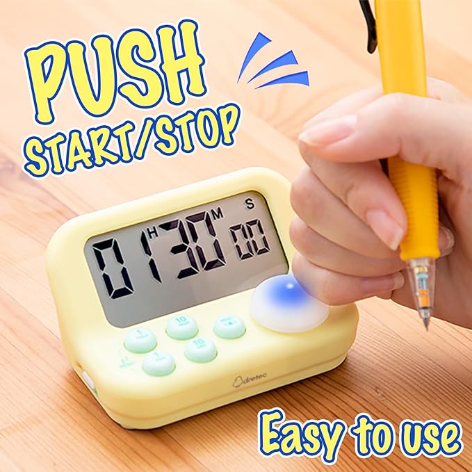 dretec New Special Learning Timer A+, for Studying, Design Like a Game Console, Large Button, Gray, Officially Tested in Japan(2 Starter AAA Battery Included)