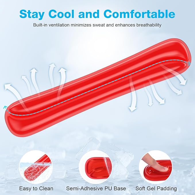 Gel Mouse pad & Keyboard Wrist Rest Set, Ergonomic Keyboard and Mousepad with Wrist Support, Keyboards Wrist Rest, Computer Keyboards Pad, Cooling Gel Red