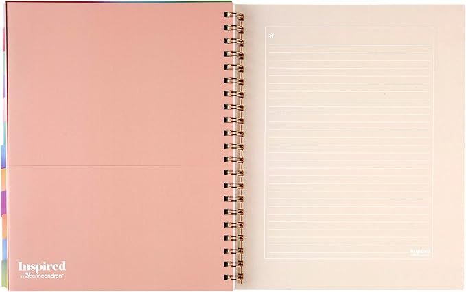Inspired by Erin Condren Large Undated Planner, 12-Month Customizable Weekly and Monthly Layout, 9" x 11" Size, Premium 100gsm Paper, Includes Stickers and Pocket Folder