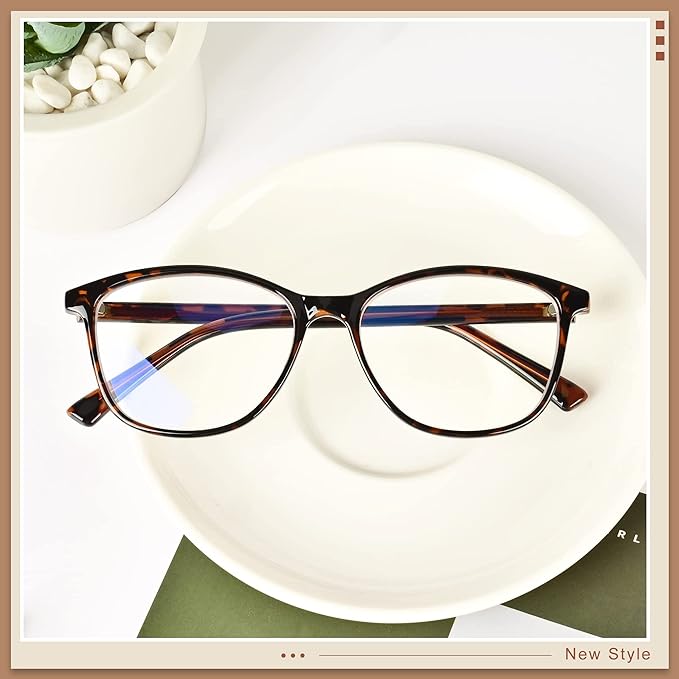 Madison Avenue Blue Light Blocking Glasses Anti Eyestrain UV Glare Blue Light Glasses for Women with Case, TV Phone Computer Gaming Eyeglasses (Demi)