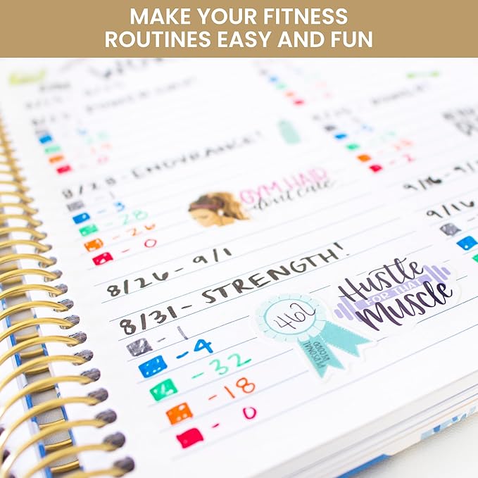 bloom daily planners Health Wellness and Fitness Planner Stickers - Variety Sticker Pack - Six Sticker Sheets Per Pack!