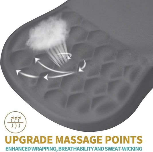 Hokafenle Ergonomic Mouse Pad Wrist Support with Massage Design, Wrist Rest Pain Relief Mousepad with Memory Foam&Non-Slip PU Base, Mouse Pads for Wireless Mouse & Desk (12x8 inch,Light Grey)