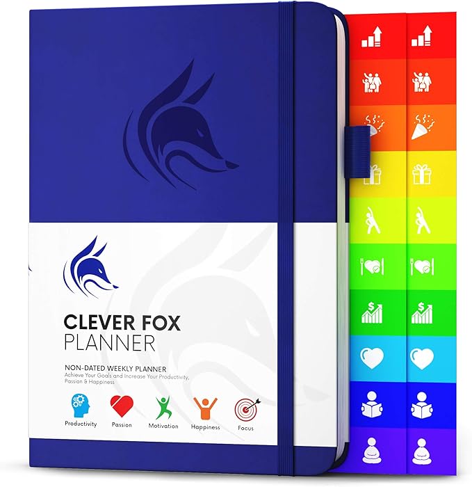 Clever Fox Planner – Undated Weekly & Monthly Planner for Productivity, Time Management & Goals – Organizer Journal – A5 (Royal Blue)