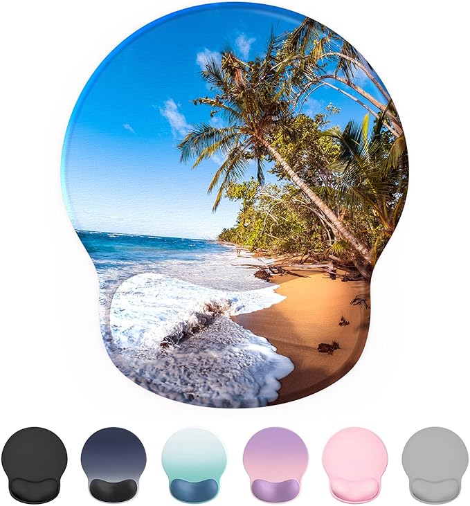 Ergonomic Mouse Pad Wrist Support, Comfortable Mouse Pad Wrist Rest, Relieve Wrist Pain Gel Mouse pad, Non-Slip Rubber Base Mousepad for Laptop, Computer(Beach)