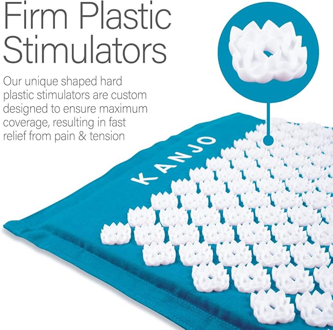 Kanjo Travel Acupressure Set | Acupressure Neck Pillow & Compact Acupressure Mat for Neck, Foot & Back Pain Relief| Travel Pillow & Travel Mat Set for Stress Relief & Relaxation