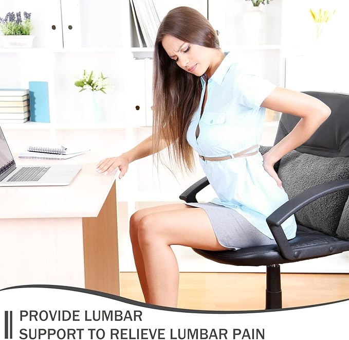 Queekay Fleece Lumbar Support Pillow 3 Section Back Pillow Office Chair for Back Support Comfortable Lumbar Cushion for Car Seat Pain Relief Sofa Rest(Gray)