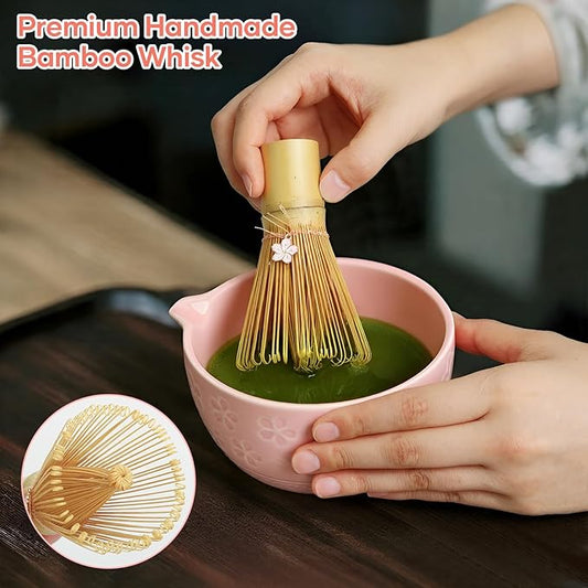 Matcha Whisk Set, Birthday Gifts for Women Mom Her, 8PCs Ceremony Matcha Tea Kit, 18OZ Matcha Bowl with Spout, Whisk, Bamboo Scoop, Sifter, Tea Towel, Ideal Gift for Christmas, Wedding