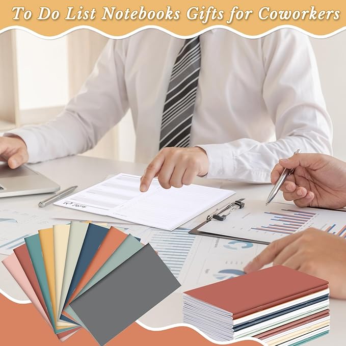 Qilery 50 Pcs 2025-2026 Daily Weekly Planner Bulk Christmas Employee Appreciation Gifts Small Pocket Journal to Do List Goals Notepad for Coworkers Teacher Students Team (Bright Color)