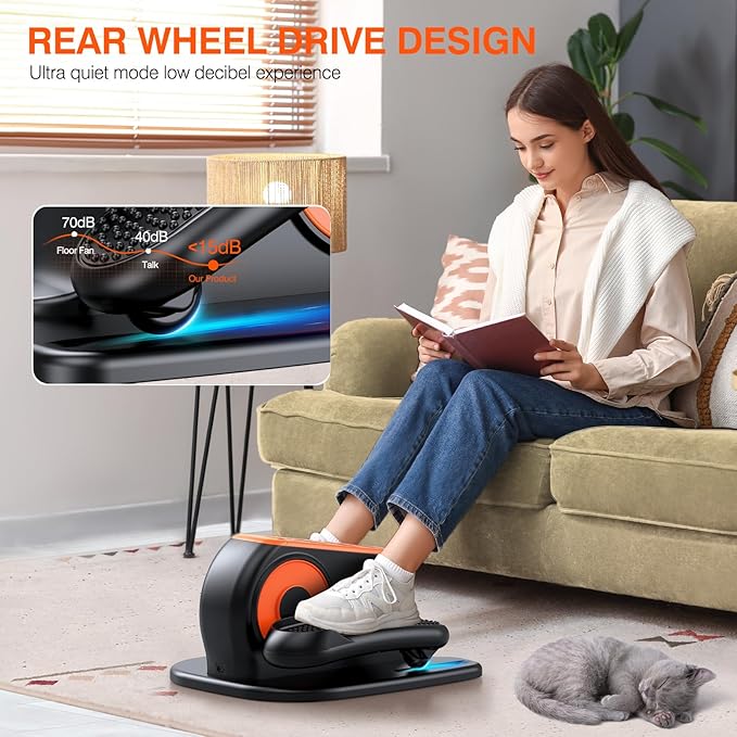 Under Desk Elliptical Machine, Electric Ellipse Leg Exerciser While Sitting for Seniors, Quiet Portable Elliptical Machine with 12 Adjustable Speeds, Seated Pedal Exerciser with Remote Control