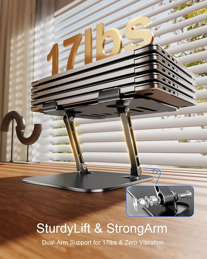 Laptop Stand Adjustable MacBook Stand for Desk Aluminum Notebook Holder Ergonomic Computer Riser Portable Desktop Stand Compatible with All MacBook Notebook Laptop 10-17 Inch