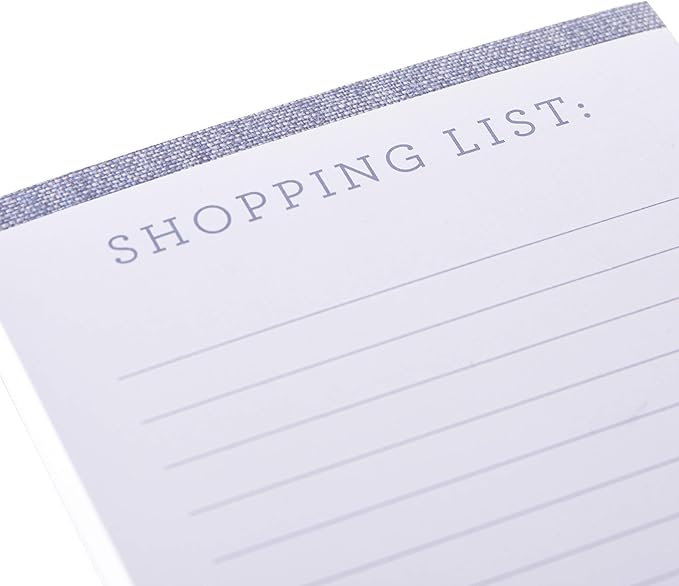Graphique Magnetic Notepad, Chambray – 100 Sheets, 4” x 9.25” x .5” – Front Says, “Shopping List”, Sticks to Any Magnetic Surface, Perfect for Shopping and Grocery Lists, Makes a Great Gift