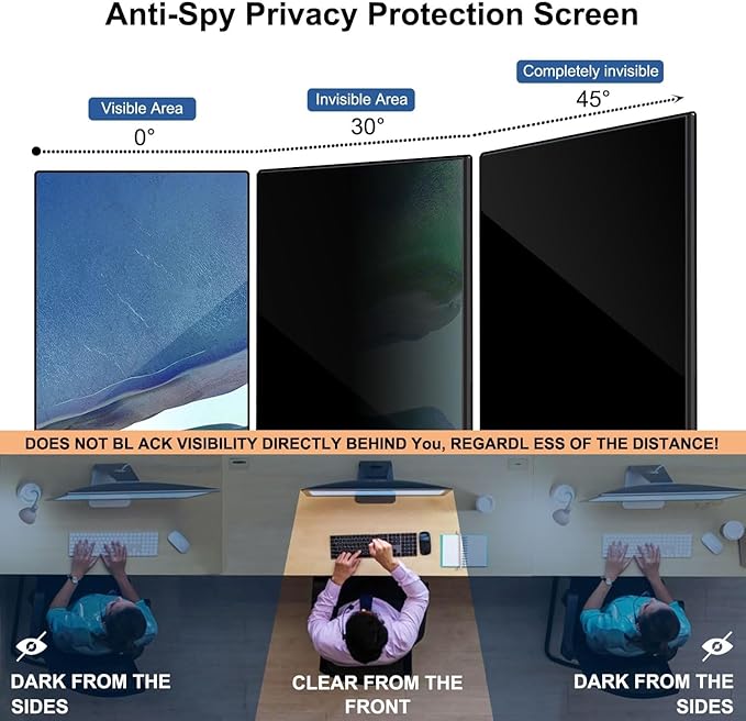 Hanging Computer Privacy Screen Protector Shield Compatible for 26/27 Inch Widescreen Desktop Monitor -Anti Glare & Blue Light Filter-Hanging Design for Easy On/Off