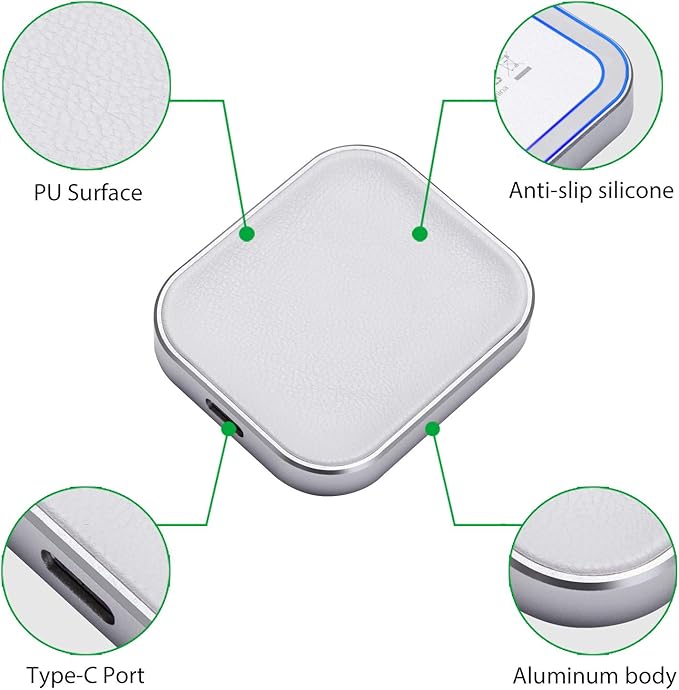 for Airpod Charger, Designed Wireless Charger for Airpods 4(ANC)/3rd/2nd Gen, for New AirPod Pro 3 (2025)/ 2nd Gen, Wireless Earbuds, Slim & Compact for Travel Home Office, (Silver+White)