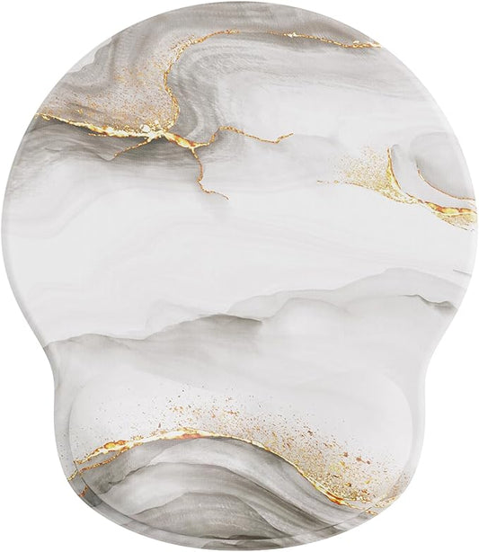 Ergonomic Mouse Pad Wrist Support, Comfortable Mouse Pad Wrist Rest, Relieve Wrist Pain Gel Mouse pad, Non-Slip Rubber Base Mousepad for Laptop, Computer(White Marble)