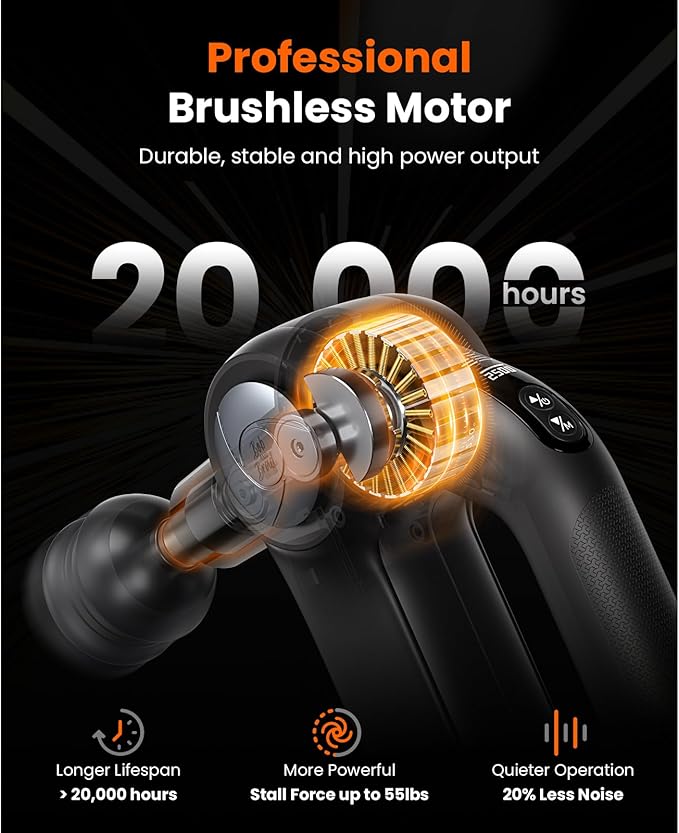 BOB AND BRAD D5 Pro Plus Massage Gun with Heat, 13mm Amplitude Deep Tissue Percussion Massage Gun with Max Power for Muscle Therapy, Professional Muscle Massager, Ideal Gift