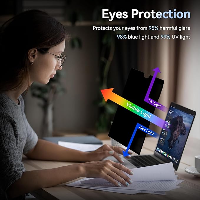 Privacy Screen MacBook Pro 13 Inch(2016-2022, M1, M2)/MacBook Air 13 in(2018-2021,M1),Easy On/Off Removable Anti Glare Blue Light Filter with Camera Cover,Anti Spy Laptop Screen Protector for Mac 13In
