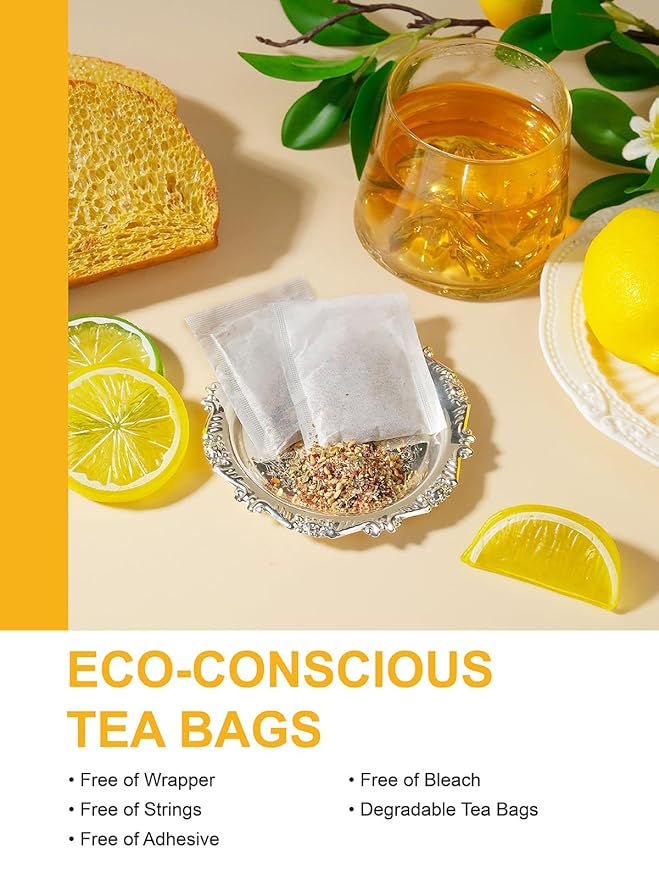 TeeLux Lemon Herbal Tea, Caffeine Free Tea with Lemon, Rosehips, Stevia, Licorice, Tangy & Refreshing Taste, 100 Count