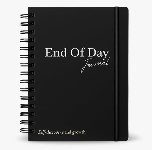 End of Day Journal – Day by Day Daily Gratitude Journal 2025 for Mindfulness, Happiness, Reflection, and Self Care, Undated Spiral Diary Gift for Women & Men