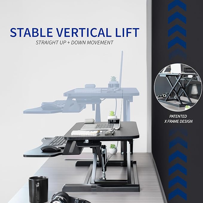 VIVO 28 inch Desk Converter, K Series, Height Adjustable Sit to Stand Riser, Dual Monitor and Laptop Workstation with Keyboard Tray, White, DESK-V028KW