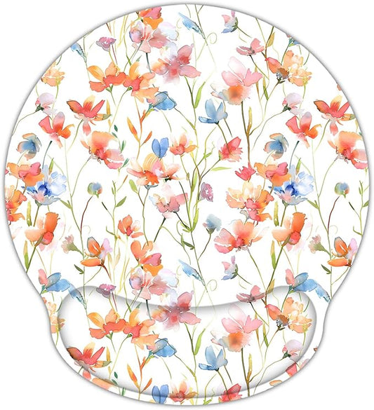 RICHEN Ergonomic Mouse Pad with Wrist Support,Non-Slip Rubber Base for Computer Laptop & Mac,Lightweight Rest for Home,Office & Travel (Flowers1)