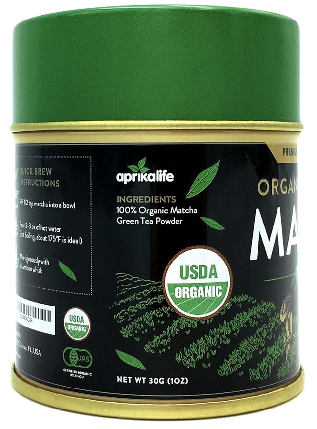 AprikaLife Organic Matcha Powder, USDA & JAS Certified, No Sugar Added, Authentic Japanese Ceremonial Grade Matcha Green Tea Powder, 1.05 oz/30g