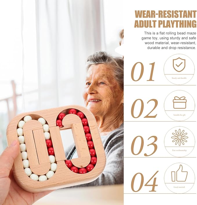 Homoyoyo Wooden Spinning Cube Toys:Alzheimers Toys for Adults to Relieve Stress Anxiety,Bean Cube Puzzle Funny Rotating Bean Brain Teaser, Puzzles Interactive Interactive Sensory for Playing