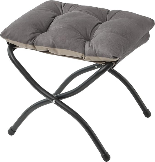 15"(H) Folding Ottoman, Foldable Footrest Stool, Portable Small Foot Stool for Couch, Collapsible Foot Rest Ottoman for Sofa, Accent Padded Ottomans for Living Room, Bedroom, Dark Coffee