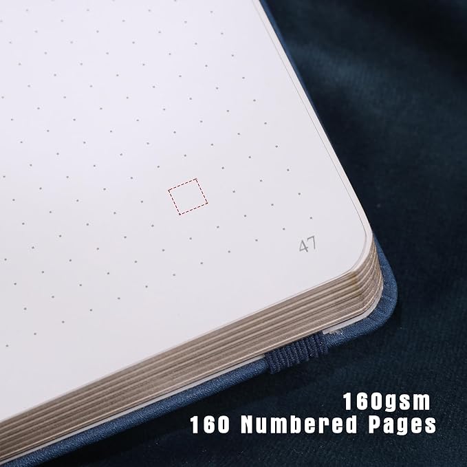 TIEFOSSI Dotted Journal Notebook, Dot Grid Notebook for Women Men, Hardcover PU Leather Journal, 160 GSM Thick Paper, 160 Numbered Pages with Gold Edges, 8 x 8 Square Diary