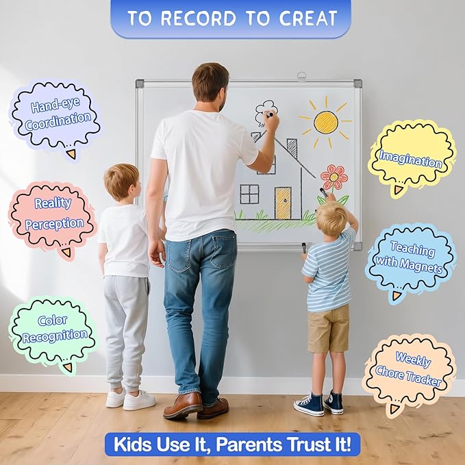Grtard White Board Dry Erase, 18" x 12" Magnetic Dry Erase Boards, Hanging Magnetic Whiteboard with Marker and Strong Magnets, Dry Erase Board for Wall, White Boards Dry Erase for School, Office, Home