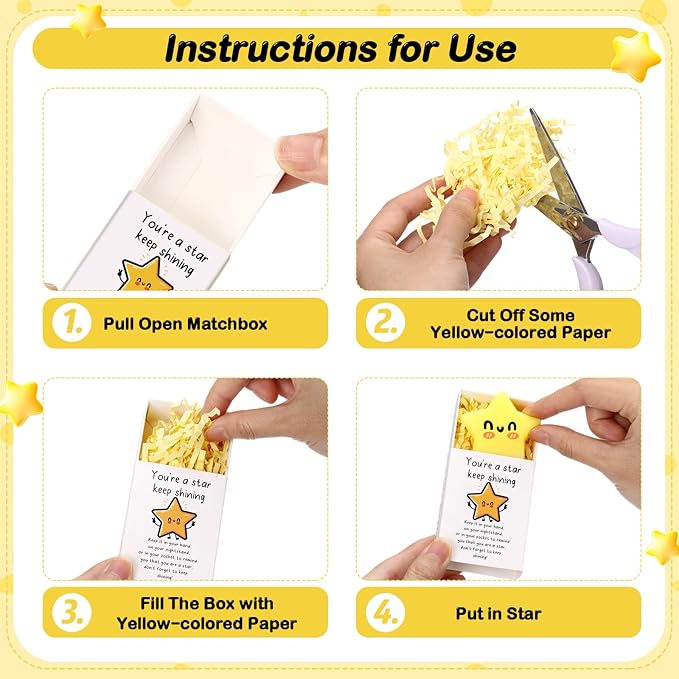 Wettarn 24 Sets Star Positive Gifts Cute Stress Balls with Gift Boxes Inspirational Party Favors for Employee Coworker Students Relief Toys, You Are a Star Keep Shining