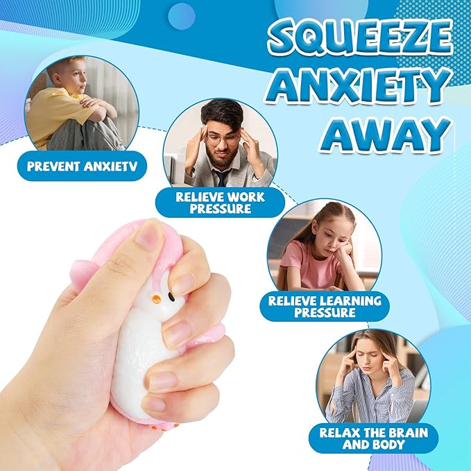 Cute Penguin TaBa Squishy Toys - Kawaii Stress Relief Fidget Sensory Toys, Soft Silicone Squeeze Gifts for Children, Teens, and Adults (5-Pack Black + Green + Pink +Purple+Blue)