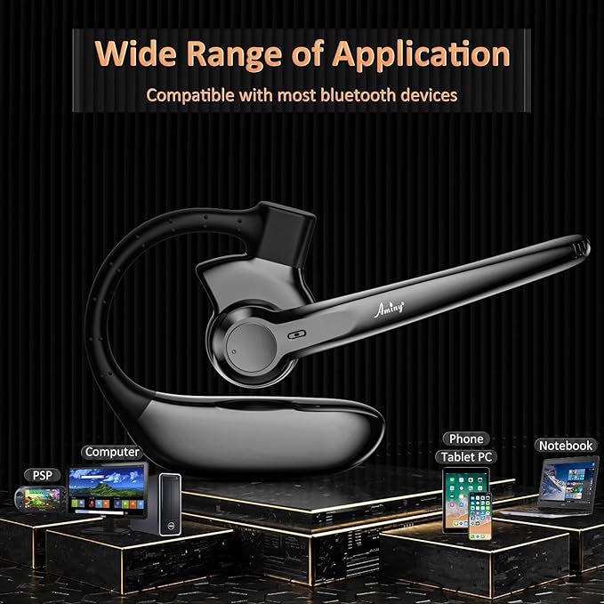 Wireless Bluetooth Headset with AI Noise Cancelling, 30Hrs Talk Time & Ultra Comfort - Hands-Free Earphones for Truck Drivers, Office, Home (V5.3)