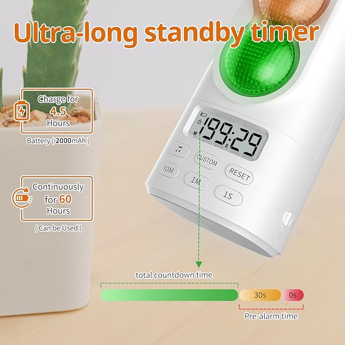 Traffic Light Visual Audio Digital Timer, LCD Display Volume Adjustment, with 4 Ringtones for Kids Classroom Home Kitchen Game Countdown Pause Memory Function Charger Type C Cable Included