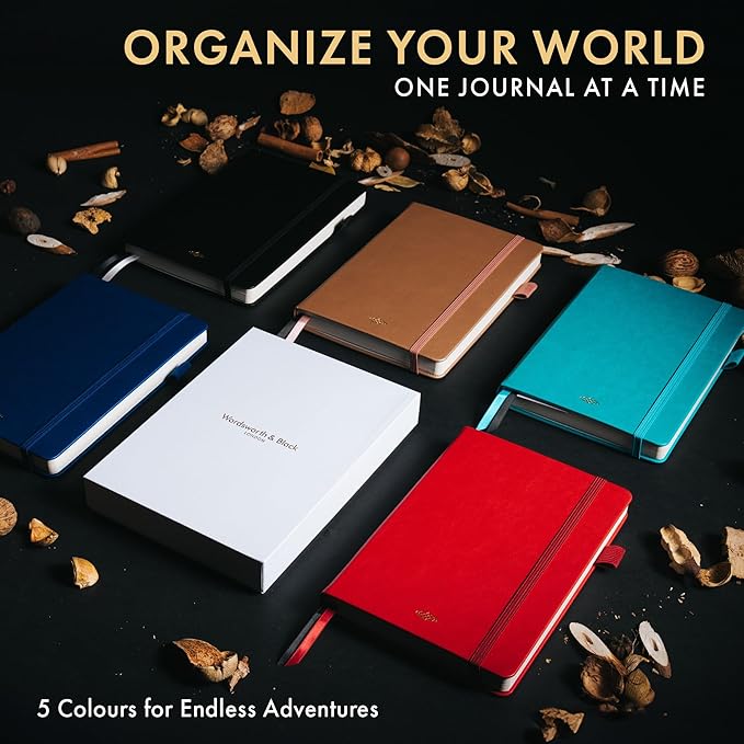 Wordsworth & Black A5 Bullet Dotted Journal 216 Dotted Pages, Hardcover Grid Dot Leather, 120 GSM Paper,Journaling Notebook for Work & Sketching,Journals for Women,Men-Gifts Box Included Turquoise