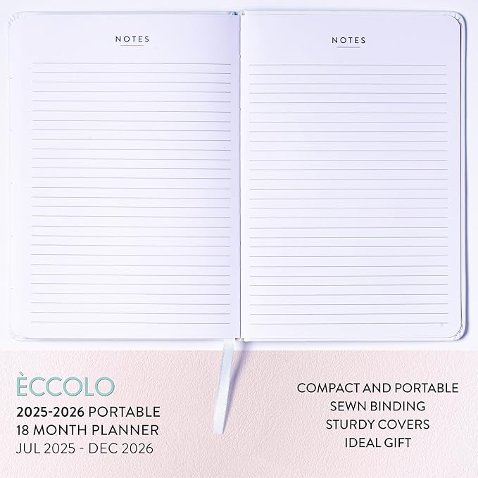 2025-2026 Eccolo 18 Month Bound Planner, Monthly & Weekly Pages (5.25 x 7.75" - July 2025 - Dec 2026 - Dogs)