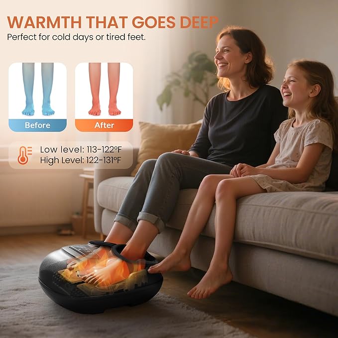 CILI Shiatsu Foot Massager Machine with Heat,Electric Heated Feet Massager for Plantar Fasciitis, 3 Kneading & 3 Compression,Up to Size 13, Gifts for Dad Men