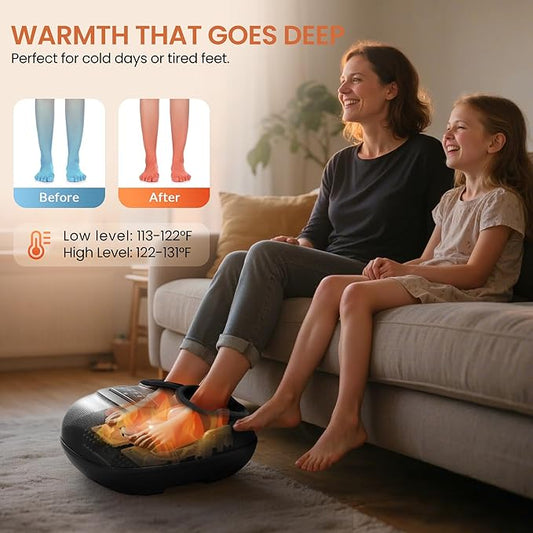 CILI Shiatsu Foot Massager Machine with Heat,Electric Heated Feet Massager for Plantar Fasciitis, 3 Kneading & 3 Compression,Up to Size 13, Gifts for Dad Men