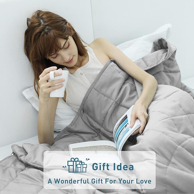 Weighted Idea Weighted Blankets for Adults (Light Grey,12 lbs 48"x72") Breathable Twin Blanket with Premium Glass Beads Heavy Soft Throw Blanket for All-Season