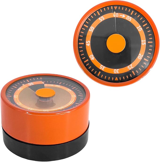 Kitchen Timer for Cooking, 2 PCS 60 Minute Visual Timer with Magnetic Base Mechanical Desk Timer for Home Kitchen Cooking Classroom Study Office Desk Use(Orange)