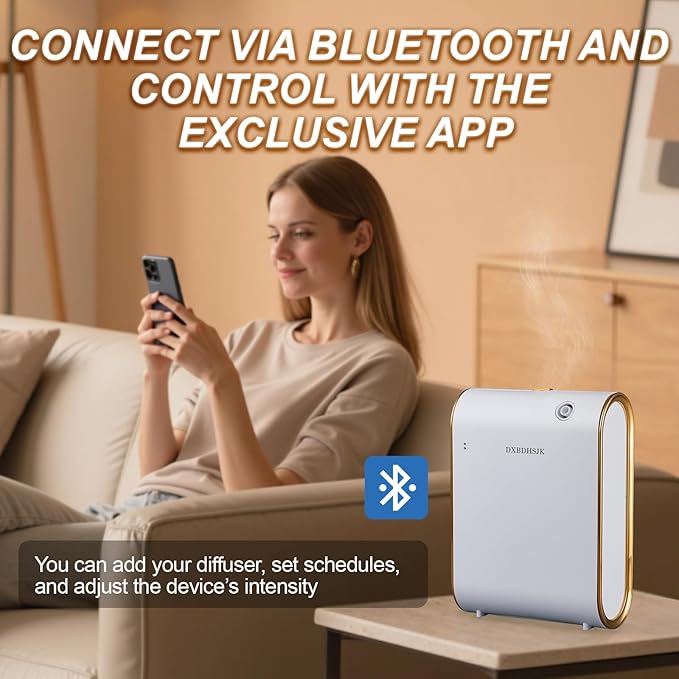 Home Bluetooth Smart Waterless Aromatherapy Machine, Essential Oil Diffuser, with Fragrance Coverage of up to 2000 Square feet, Suitable for Home, Hotel, Restaurant, Office, and spa Center.（White）