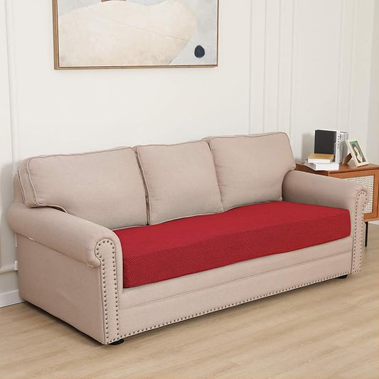 Easy-Going Stretch Cushion Cover Sofa Cushion Furniture Protector Sofa Seat Sofa Slipcover Sofa Cover Soft Flexibility with Elastic Bottom(Sofa Cushion, Christmas Red)