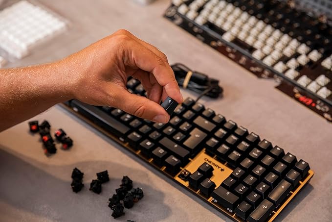 Cherry KC 200 MX Mechanical Office Keyboard with New MX2A switches. Modern Design with Metal Plate Frame. (Bronze W/MX2A Brown Switch)