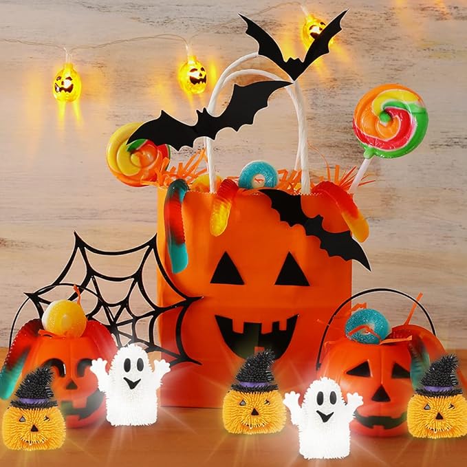 ArtCreativity LED Fidget Toys, Set of 6, Kids and Adults, Includes Ghost and Pumpkin Toys, Non-Candy Halloween Treats