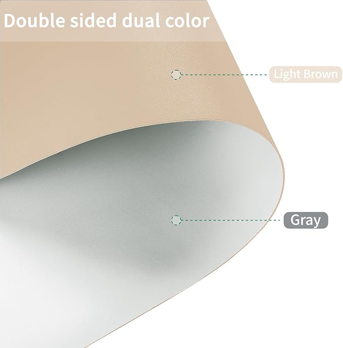 Leather Desk Mat,1.8mm Thick,12x60 Inch Desk Cover,Desk Protector Mat,Dresser Cover Top,Dresser Top Cover,Dresser Top Protector,Desk Covers On Top of Desks(Light Brown+Gray,12×60)