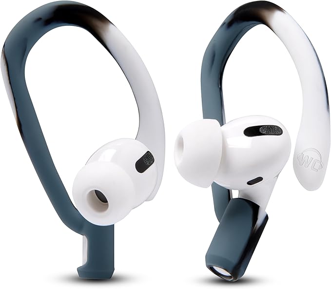WC HookZ - Patented Upgraded Over Ear Hooks for AirPods Pro 1, 2 & AirPods 1, 2 & 3- Two Size Pairs Included in Package, Unique Left & Right Hook, Made by Wicked Cushions | Mixed Marble