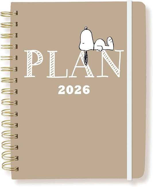 18 Month Planner/Calendar by Graphique, July 2025 – Dec. 2026 Peanuts Plan Hardbound Spiral Planner, Monthly Tabs, Holidays, Reminder Stickers, 6” x 8”