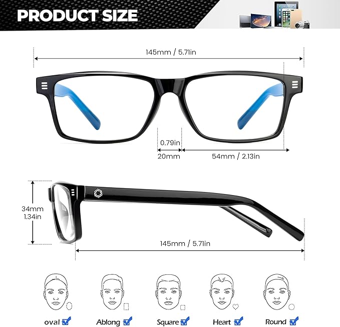 ANYLUV Blue Light Glasses Men Woman, Blue Light Blocking Glasses for Computer Gaming, Eye Strain Relief Eye Protection