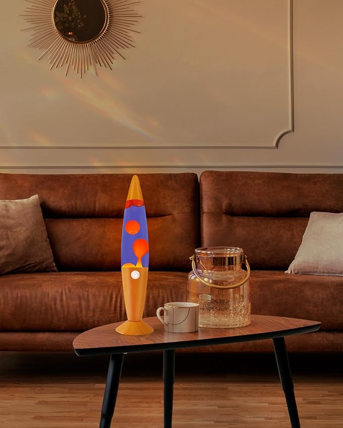 Liquid Motion Lamp 16" for Adults and Kids, Motion Lamp with Orange Wax in Purple Water for Home Living Room Office Bedroom Decor, Magma Mood Lamp Night Light Cool Gifts for Boys Girls Teens